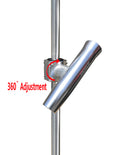 Brocraft Boat T-TOP Rod Holder/Clamp-On Rod Holder - Silver Aluminum - Degree Adjustable - Fits 1" to 2" O.D. Pipe