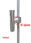 Brocraft Boat T-TOP Rod Holder/Clamp-On Rod Holder - Silver Aluminum - Degree Adjustable - Fits 1" to 2" O.D. Pipe