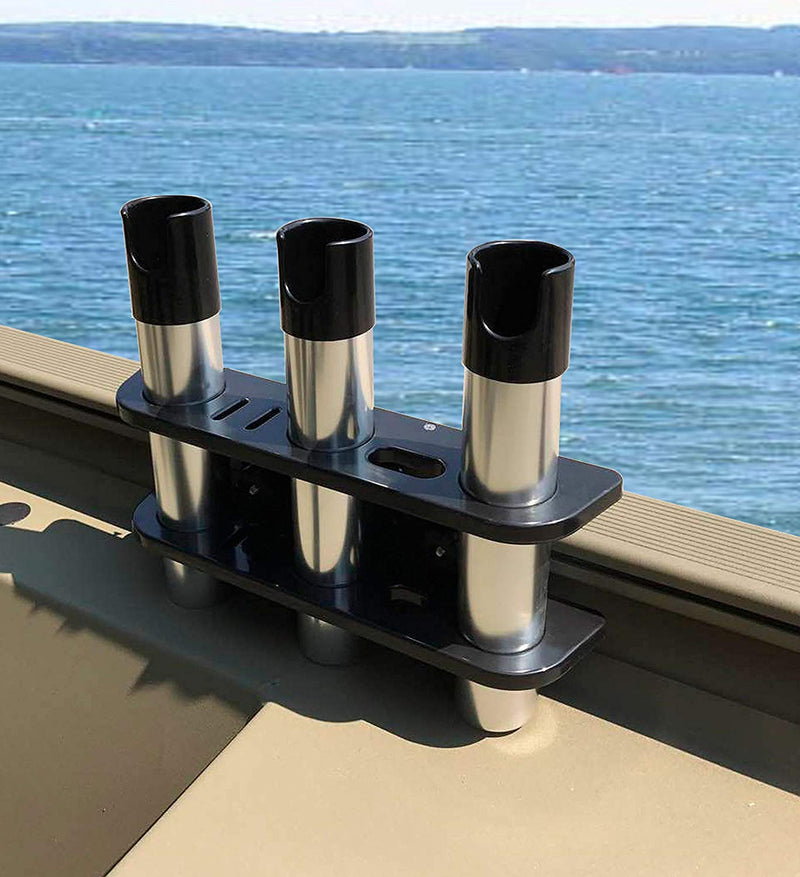 Brocraft Rod Holder for Tracker Boat - Versatrack System -3 Rods Storage -Black