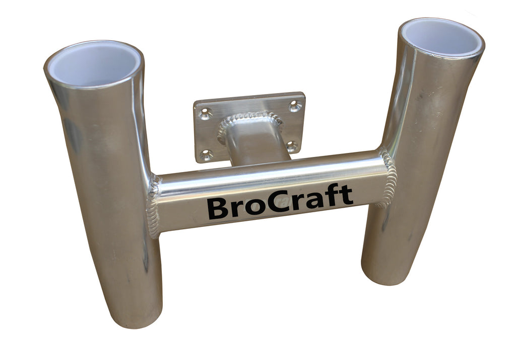 Brocraft Aluminum 2 Rod Holder/Transom Mounted/Wall Mount Rod Holder 