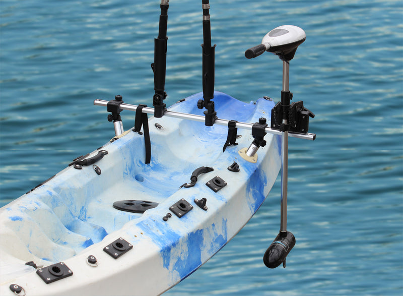 Brocraft Fishing Kayak Trolling Motor Mount Universal + Two Rocket Launching Rod Holder/Kayak Outboard Motor Bracket