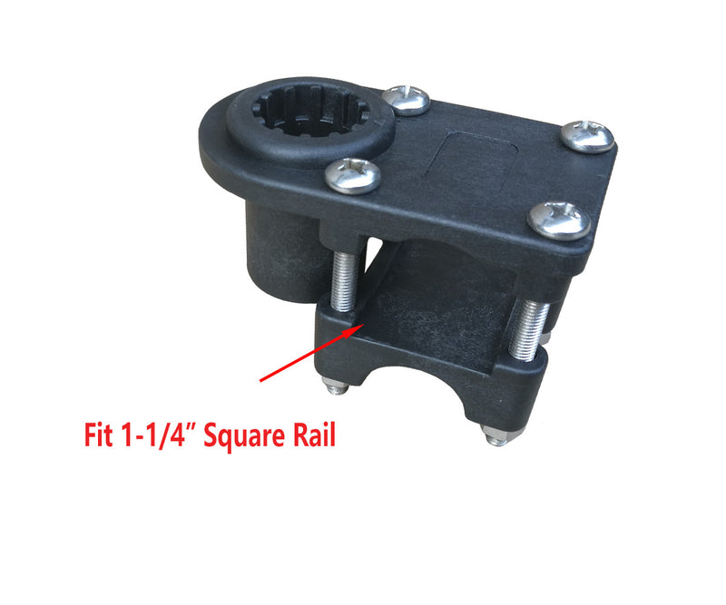 Brocraft 1-1/4" Square Rail Mount/Round Rail Mount/Pontoon Boat Rod Holder Mount