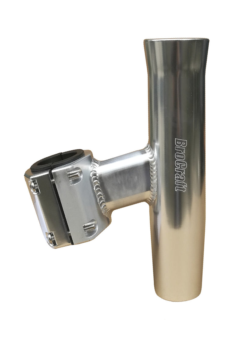 Brocraft Boat T-TOP Rod Holder/Clamp-On Rod Holder - Silver Aluminum - Vertical Mount - Fits 1" to 2" O.D. Pipe