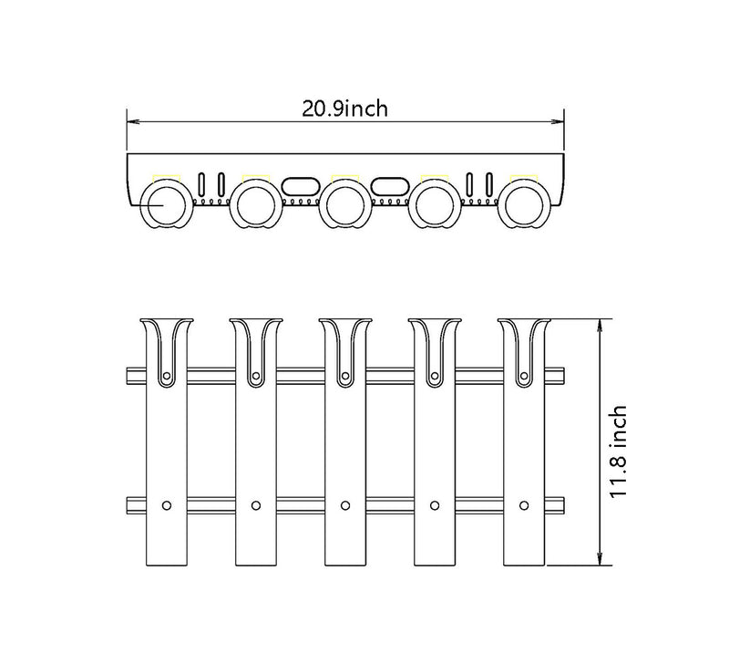 Brocraft Tackle Rack Fishing Rod Holder Rod White (5-Rod Poly Black Rod Rack)